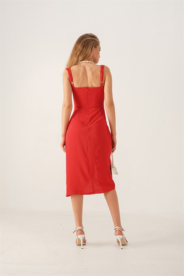 Askılı Talia Elbise Kırmızı