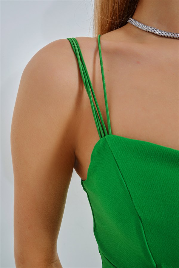 Çapraz İp Askılı Lover Elbise Yeşil