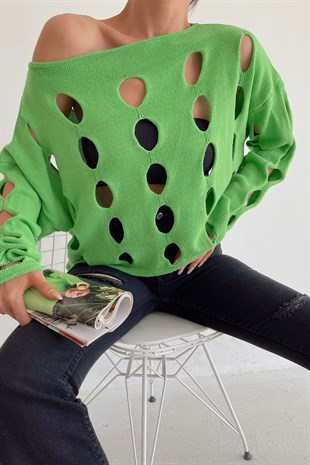Damla Detaylı Bluz Fıstık Yeşili