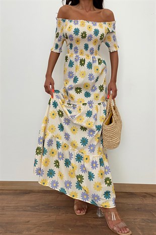 Sunflower Poplin Gipeli Elbise Sarı